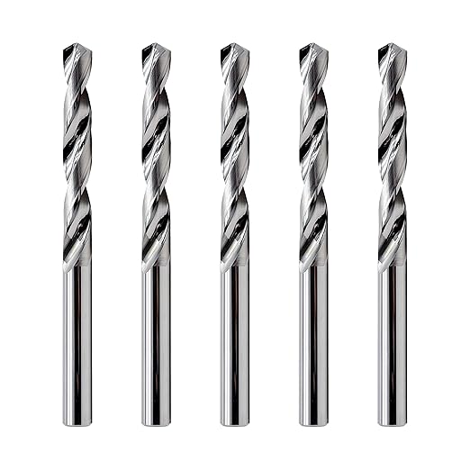 LUMN 5/16" Solid Carbide Jobber Drill Bits with Straight Shank and 118째 Point Angle, Made from Tungsten Carbide Material,5-Pieces