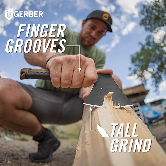 Gerber Gear Pack Hatchet - 3.5" Steel Blade Axe with Full Tang - Survival, Bushcraft and Camping Gear - with Mountable Nylon Sheath - Brown