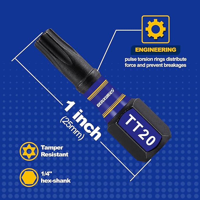 22 Pieces Multi Torx Screwdriver Bit Set,Impact Magnetic Security Torx Head Power Bit Tips, S2 Alloy Steel Star Tips with Storage Organizer