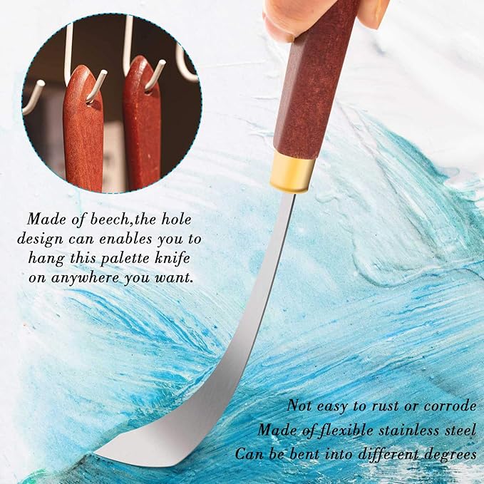 Painting Knife Set Painting Mixing Scraper Stainless Steel Palette Knife Painting Art Spatula with Wood Handle Art Painting Knife Tools for Oil Canvas Acrylic Painting (4 Pieces)