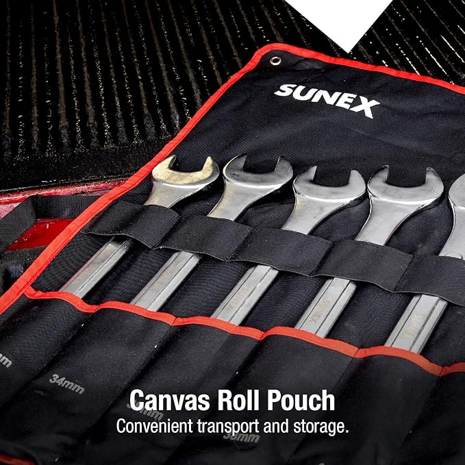 Sunex Tools 9707M Jumbo Metric Combination Wrench Set, 7Piece (Includes Roll-Case)