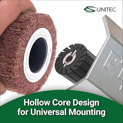 CS Unitec | PTX Fleece Nonwoven Wheel | 400 Grit Metal & Wood Grinder Polisher Tool Wheel Attachment | 4" Diameter x 2" Wide