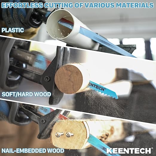 KEENTECH 9 Inch Bi-Metal Reciprocating Saw Blade 10-Pack for Fast Wood Demolition, 6 TPI, Fits Milwaukee Sawzall and Other Reciprocating Saws