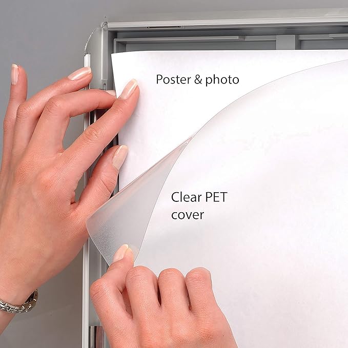 M&T Displays Opti Snap Poster Frame 11x17 Inch Silver 1" Aluminum Profile Front Loading Wall Mounting Photo Picture Document Certificate Sign Holder Mitered Corner Anti Glare Cover (20 pack)