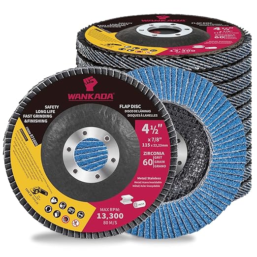 60 Grit Zirconia Flap Disc 4-1/2" x 7/8-Inch Abrasive Sanding Disc Bevel Type 29 Angle Grinder Edge Grinding Wheel for Stainless Steel and Metal (Pack of 10)