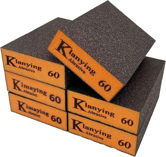 Sanding Sponge, 60 Grit Assortment Sanding Block, Wet and Dry Dual-use Sander Sponges for Drywall Metal, Sandpaper Sponge for Wood, Washable and Reusable