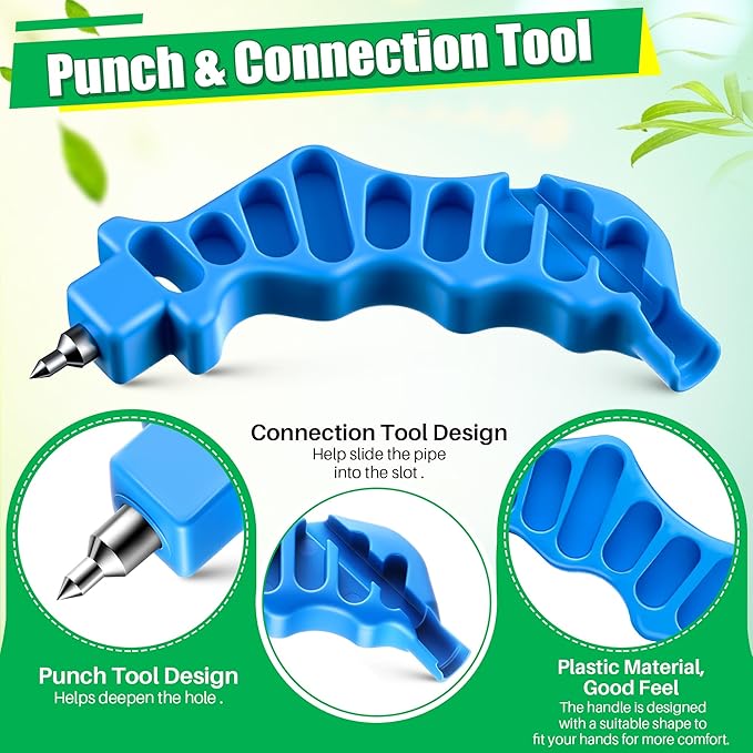 Feekoon Drip Irrigation Tubing Cutter Hole Punch Tools, 2 in 1 Hole Punch & Tubing Cutter, 2 in 1 Drip Irrigation Tool for 1/4'' Fitting Emitter Insertion for Outdoor Garden Lawn Pipe System Hose.