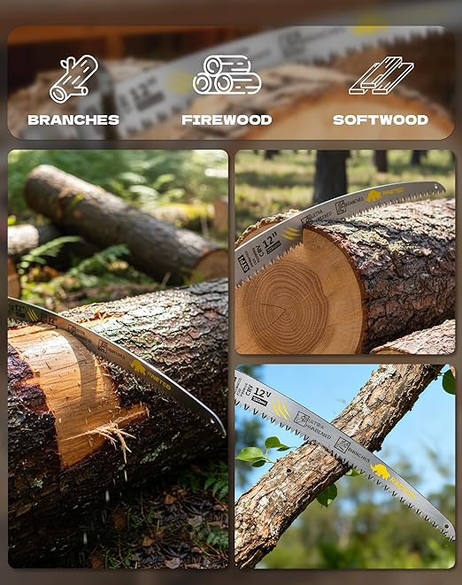Japanese Teeth Reciprocating Saw Blades 12 Inch, Arc Edge Wood Pruning Reciprocating Saw Blades 6TPI Tree Trimming, Wood Cutting, Cr-V Reciprocal Saw Blades Better Wear Resistance, (5 Pack)