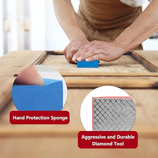 4Pack Diamond Hand Polishing Pads for Sanding Ceramics Glass Tile Concrete Stone Marble Granite, 60#,100#,200#,400# (Grid)