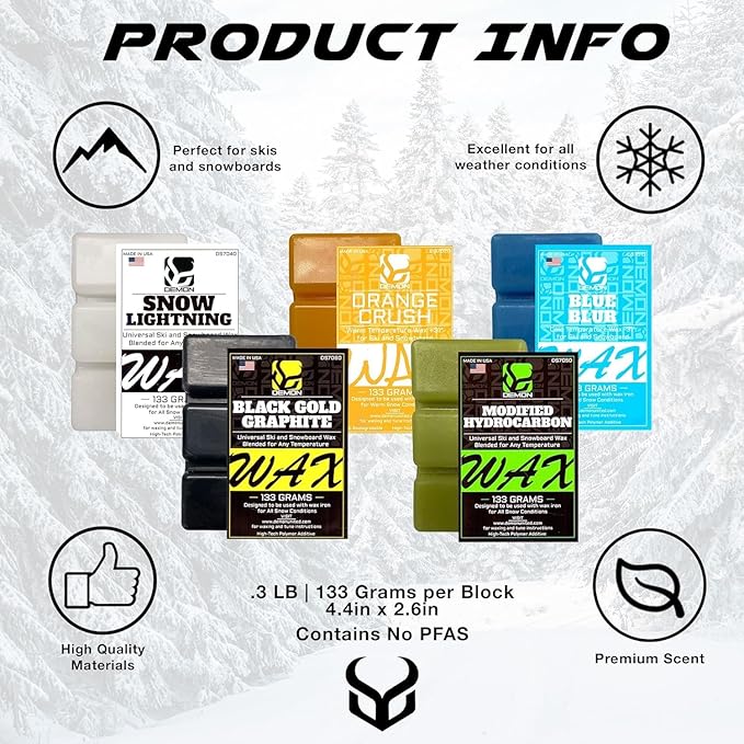 DEMON UNITED USA BE Wild Edition Ski & Snowboard Tuning Kit, Hyper Wax, Wax Iron, Lightning Wax, 3 Buff Pads, Edge Tuner, 3 Pack Brush Kit, & More!