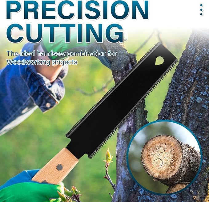 3Pcs 12" Japanese Hand Saw - Accurate Efficient 65 Manganese Steel Hand Saw, Precision Cutting Japanese Pull Blade for Woodworking