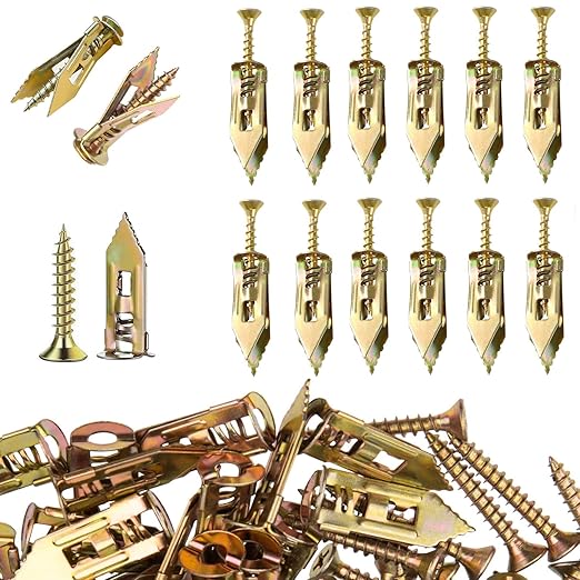 80PCS Self Drilling Drywall Anchors with Screws,40 Sheetrock Anchors (0.47x1.57 Inch) & 40 Zinc Expansion Screws