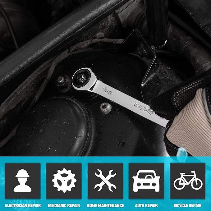 DURATECH 9/16" Ratcheting Combination Wrench, SAE, 72-Tooth, 12-Point, CR-V Constructed with Mirror Polish