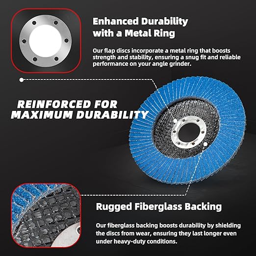 50 Pack 60 Grit Zirconia Flap Discs 4.5" x 7/8" T27 for 4 1/2 Inch Angle Grinder Flap Wheels Heavy-Duty Grinding & Sanding Discs for Metal, Wood, Stainless Steel