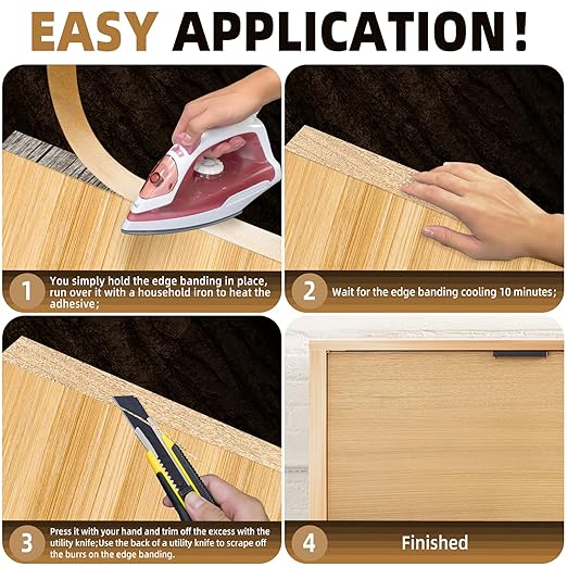 GSCIT Club Maple Edge Banding, 7/8 inch x 500ft Wood Edge Banding Pre-glued Flexible, Veneer Tape Banding for Cabinet Repair Furniture Restoration