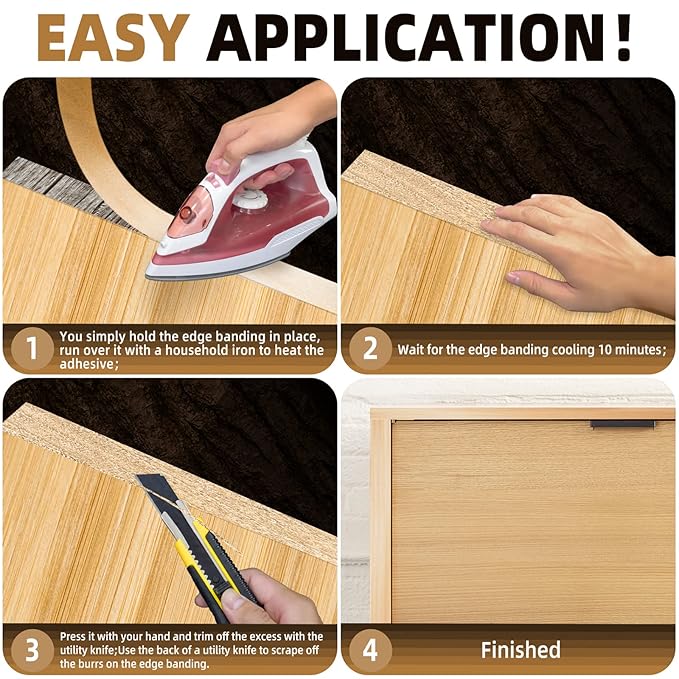 GSCIT Club Maple Edge Banding, 3 inch x 50ft Wood Edge Banding Pre-glued Flexible, Veneer Tape Banding for Cabinet Repair Furniture Restoration