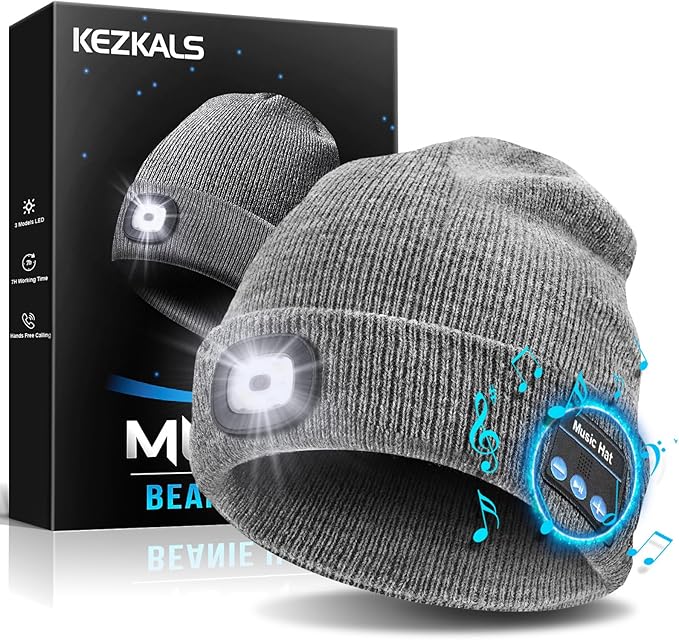 Gifts for Men Bluetooth Beanie Hat, Stocking Stuffers for Adults, Mens Gifts for Christmas, White Elephant Gift for Adults, Gift for Men Who Want Nothing Cool Gadgets, Bluetooth Hat for Husband Women