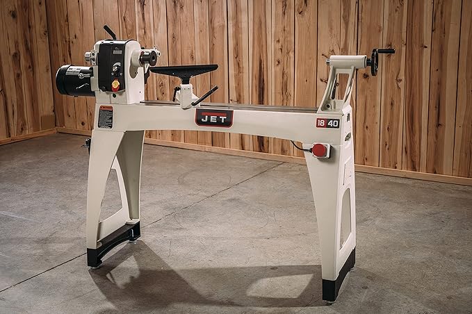 JET 18" x 40" EVS Variable Speed Woodworking Lathe, Reversible Wood Turning Machine, 2 HP, 230V 1Ph (JWL-1840EVS)