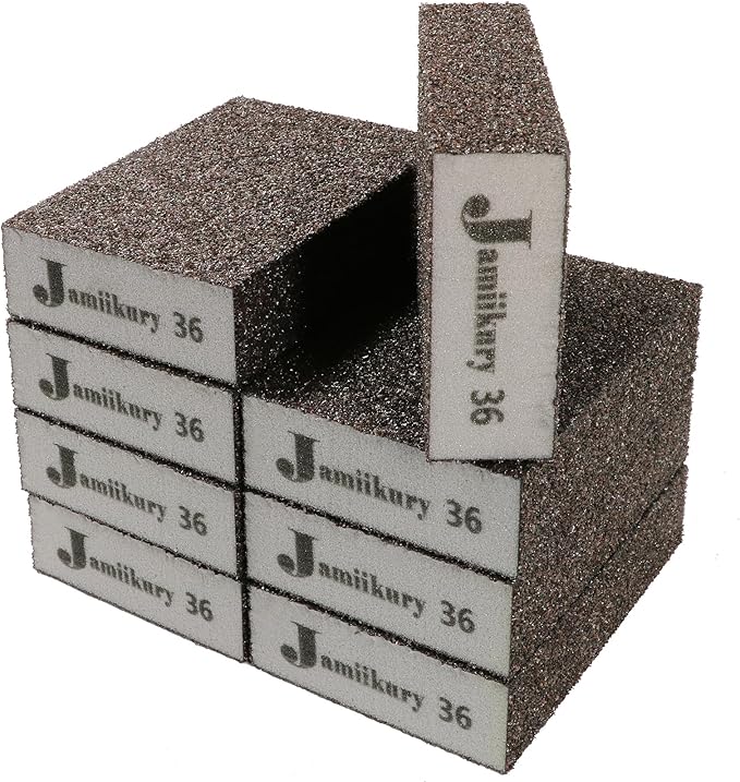 8Pcs 36 Grit Sanding Blocks, Jamiikury Coarse Sanding Sponge Washable and Reusable, Wet Dry Sandpaper Sponge for Wood Metal FurniturePaint and Drywall