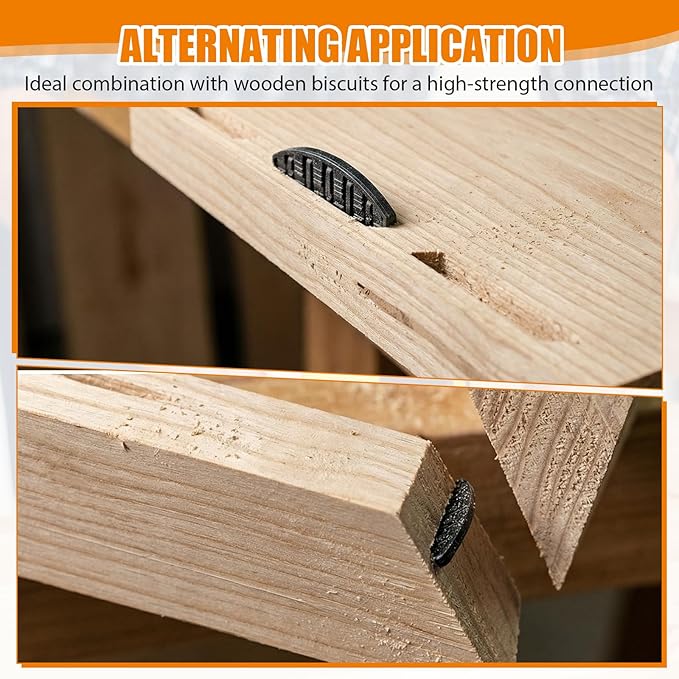 Cost-Effective Biscuit Joiner Kit - 100Pcs Durable Plastic Joining Biscuits & Self-Clamping Plates for Woodworking Projects, Furniture, Door Frames