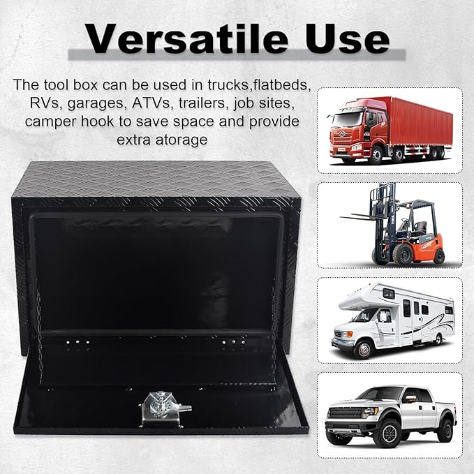 30'' x 18'' x 18'' Truck Bed Tool Box, Heavy Duty Aluminum Truck Tool Box Pick Up Truck Bed RV Trailer Toolbox,Waterproof RV Storage Organizer with T-Handle,Black