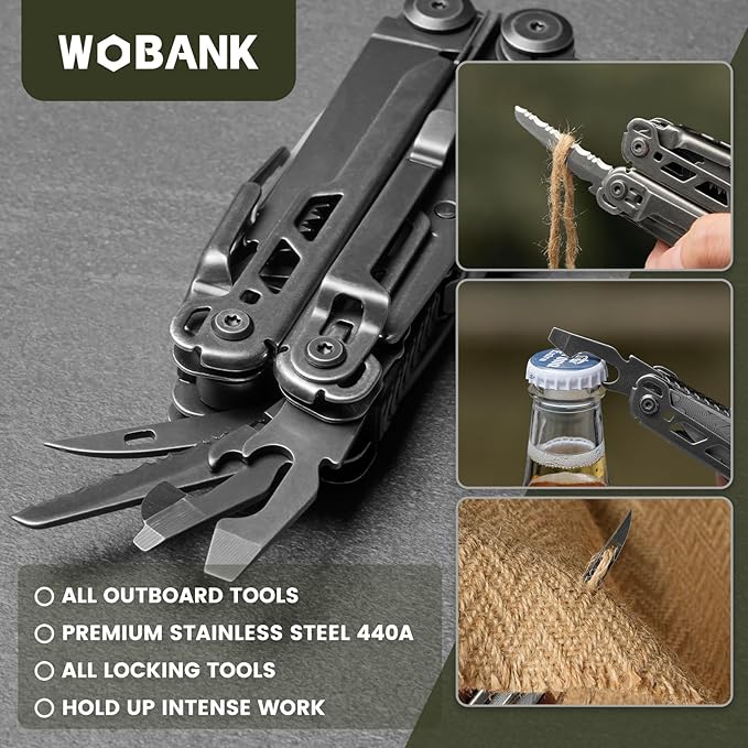 Multitool, 33-in-1 Stainless Steel Multi Tool Pliers with Screwdriver Sleeve, Damascus Pocket Knife, Nylon Sheath for Outdoor, Survival, Camping, Hiking, Simple Repair