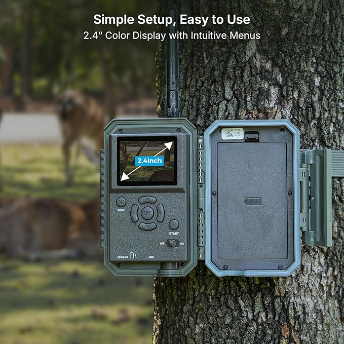 Trail Camera P80 Pro, WiFi Bluetooth, Super-Low-Light Sensitivity, 120째 View Angle, 48MP 1296p Game Camera, No Glow Night Vision, Motion Activated, Waterproof
