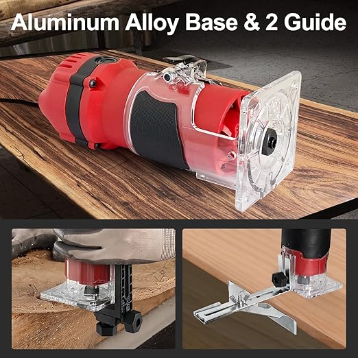 Router Tool 800W for Woodworking Tools Compact Edge Trimmer with 15 1/4" Router Bit Set 31000r/Min 110V,Tool Box Edge Guide, Roller Guide, Dust Hood