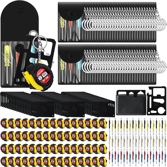 240 Pcs Mini Tape Screwdriver Keychain Set Valentine's Day Men Gifts Bulk Employee Appreciation Gift Bulk Multitool Pen Card for Adult Tool Party (Multicolor)