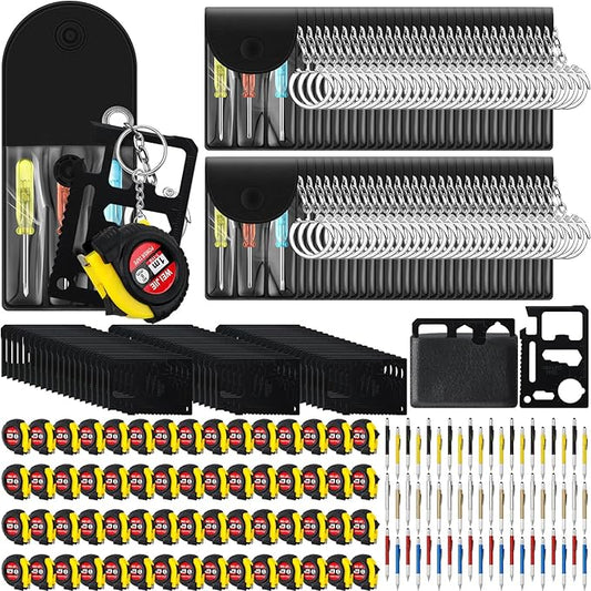 240 Pcs Mini Tape Screwdriver Keychain Set Valentine's Day Men Gifts Bulk Employee Appreciation Gift Bulk Multitool Pen Card for Adult Tool Party (Multicolor)