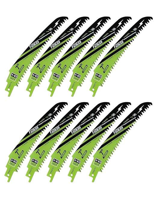 Japanese Teeth Reciprocating Saw Blade 7Inch - Saber Saw Blades Wood Pruning, 10pcs Curved Edge 6TPI for Tree Trimming, Wood/PVC Pipe Cutting, Cr-V Sabre Blades Better Wear Resistance