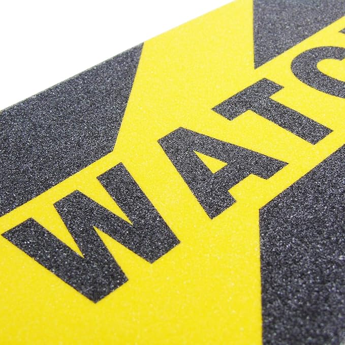 5 Pieces Watch Your Step Warning Sticker Adhesive Tape Anti Slip Abrasive Tape for Workplace Safety Wet Floor Caution, 6 by 24 Inches (Black and Yellow)
