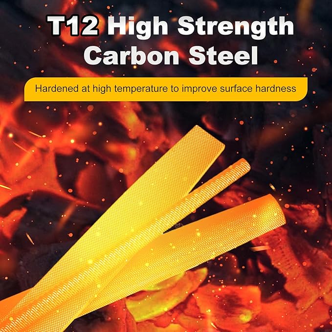 MORROWIND 3 Pcs Metal File Set, 8-Inch Carbon Steel Files with Flat, Half-Round, and Round Shapes, Heavy-Duty Hand Tools for Metal, Wood, Plastic and More, Yellow