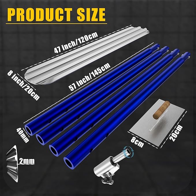 Bull Float Concrete Tools,48?쇺쇒??쇺?Magnesium Aluminum Alloy Concrete Float with 4 Combinable Handles,Concrete Bull Float with Carrying Toolbox,Trowel,Concrete Bull Float Kit for Concrete Finishing