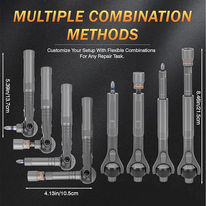 BoxedHome 40 in 1 Magnetic Ratchet Screwdriver Set, Multi Bit Screwdriver Kit with 180째 Adjustable Handle, S2 Bits and CR-V Socket Sets, Portable Tools for Computer, Electronics, Bike and Home Repair