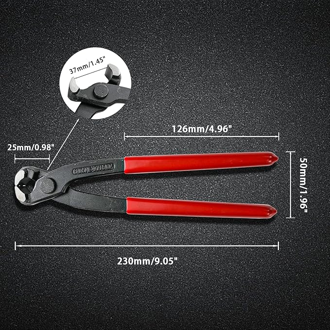 AKIHISA 9 inch Ear Clamp Pliers, Chrome Vanadium Steel Crimper Tool, Nail Remover, Pincer Crimper Tool for Pipe Hose Clamps