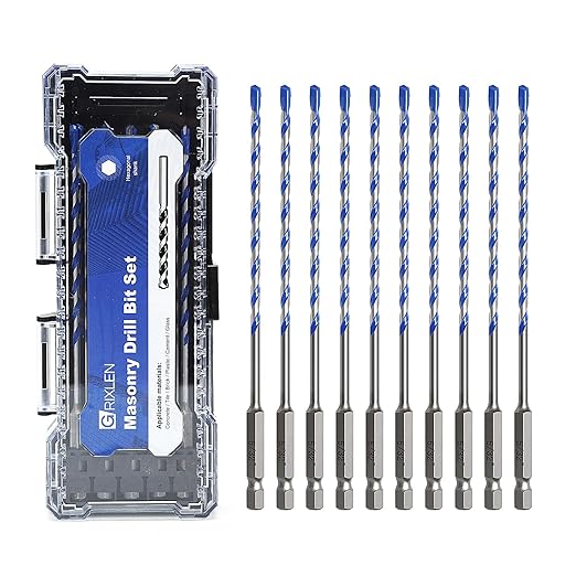 10 Pack 5/32 inch Concrete Drill Bit Set,Masonry Drill Bit Set with Hex Shank,Carbide Tip Drill Bits for Concrete,Cement, Tile,Brick, Plastic (5/32"竊?0 Pcs竊?