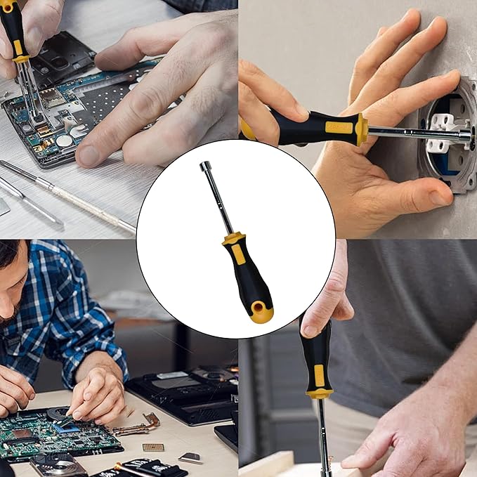 2PCS 8mm Socket Wrench Screwdriver, Hex Nut Driver, with 3.5 Inch Steel Shaft and Non-slip Handle for DIY Repairing