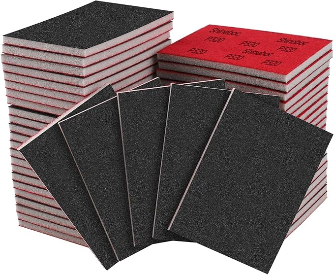 20 Pcs 3 x 4 Inch 320 Grit Sanding Sponge Set, Ultra Fine Sanding Sponges Pads, Soft Foam Hand Sander Block Wet Dry Sandpaper for Model Drywall Metal Wood Furniture Polishing