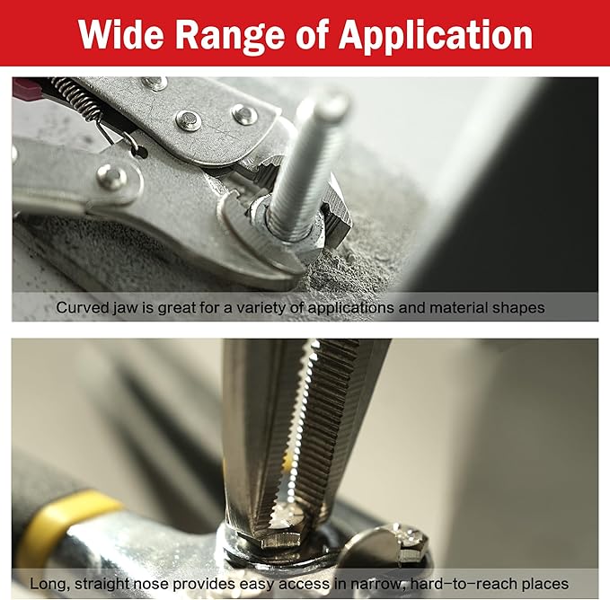 4pcs Lock Pliers Set Vice Grips Pliers Included 8.85 ", 7.48", 5.51 "Curved Jaw And 6.29" Nose Lock Wrench Set for Welding, Metal Bending & Woodworking - Ergonomic Handle