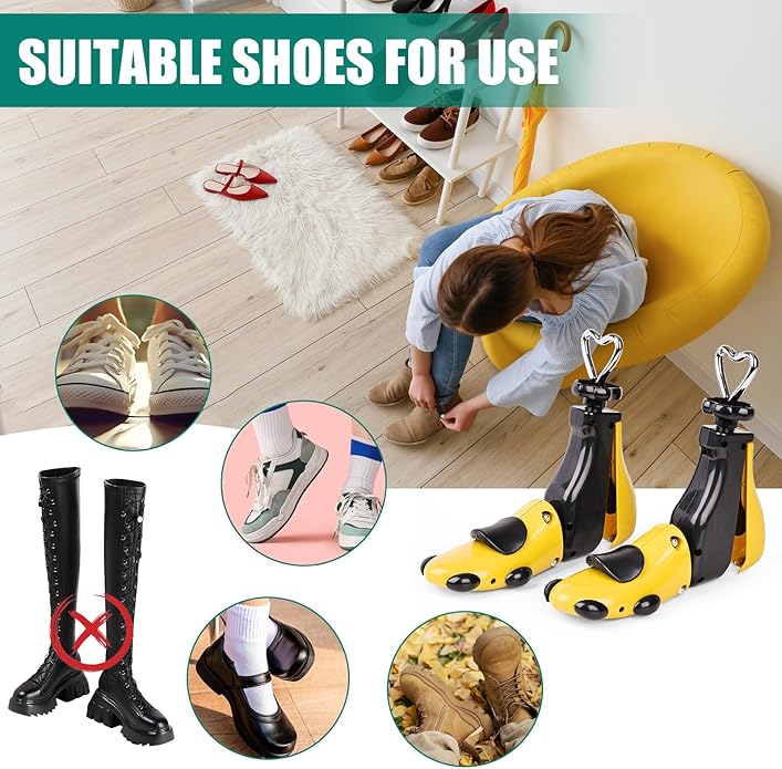 2 Pieces Shoe Stretcher Boot Stretcher, Adjustable Width and Length Shoe Expander Shoe Widener Stretcher Women Men