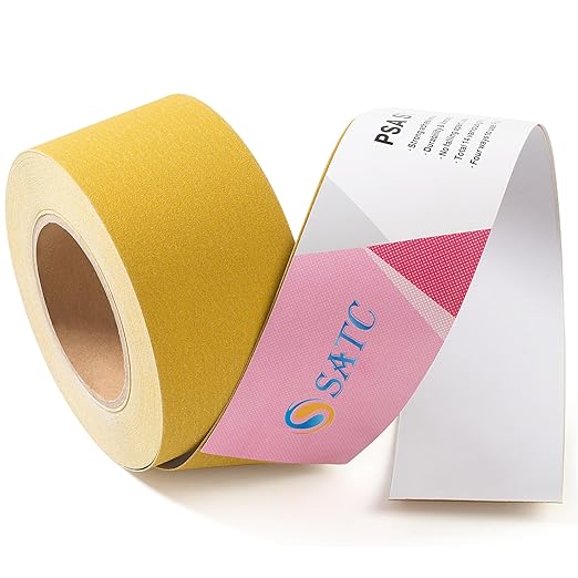 S SATC 180 Grit Pink PSA Longboard Sandpaper 20 Yard Long Continuous Roll, 2-3/4" Wide Self Adhesive Stickyback Sanding Sheets for Automotive, Hand Sanding Blocks,Woodworking, Metal, Plastic