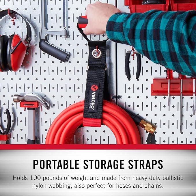 VELCRO Brand Heavy Duty Carrying Strap with Handle. Extension Cord & Garden Hose Storage. Durable Garage Organization. Holds 100 Pounds. Gadgets for Men & Practical Gifts