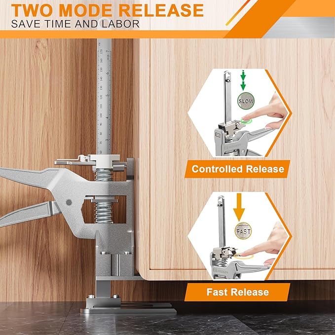 Labor Saving Arm Jack 2 Pack, 440LBS Capacity Furniture Jack with Stainless Steel Construction, 12-Inch Multi-Functional Lifting Tool & Height Adjuster for Windows, Doors, Tiles, Appliances