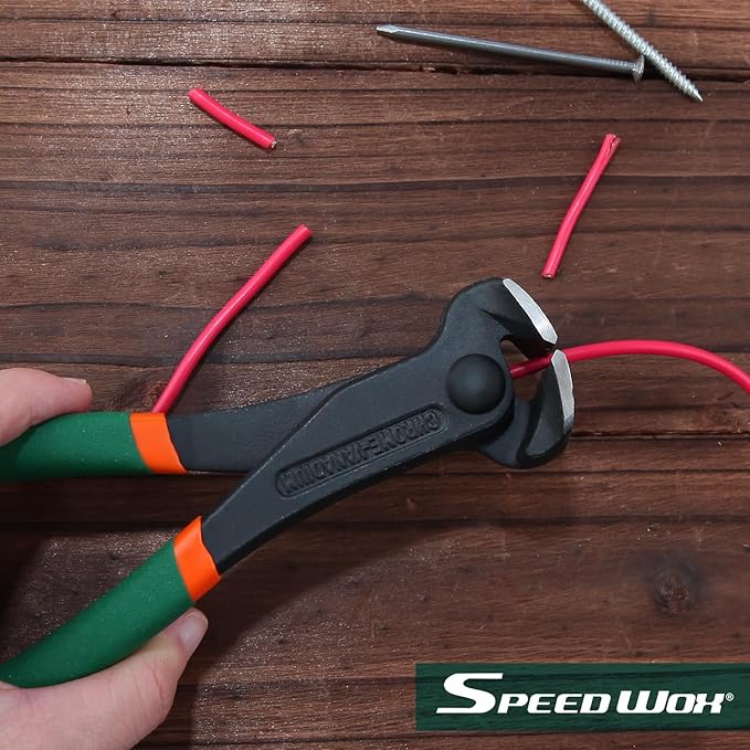SPEEDWOX 7 Inch End Cutting Pliers, Nail Puller, Wire Cutter, Green & Orange, Limited Warranty