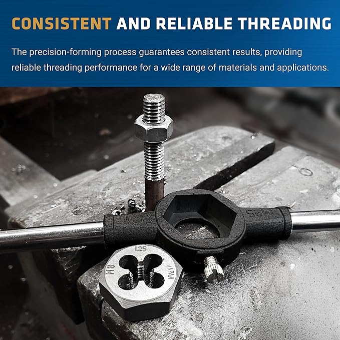 Century Drill & Tool, 98221, 1-14 NF, Hex Die, Precision Cut External Threads, High Carbon Alloy Steel