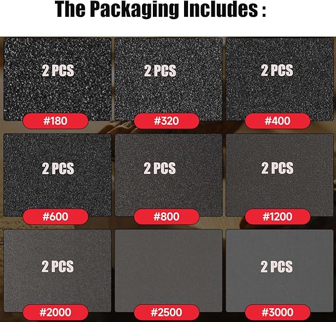 16 Pcs 180-3000 Grit Sanding Sponge, Ultra Fine Sandpaper Assortment Pads, Soft Foam Sanding Block Dry Wet Sandpaper for Model Drywall Metal Wood Furniture Polishing (P180-3000)