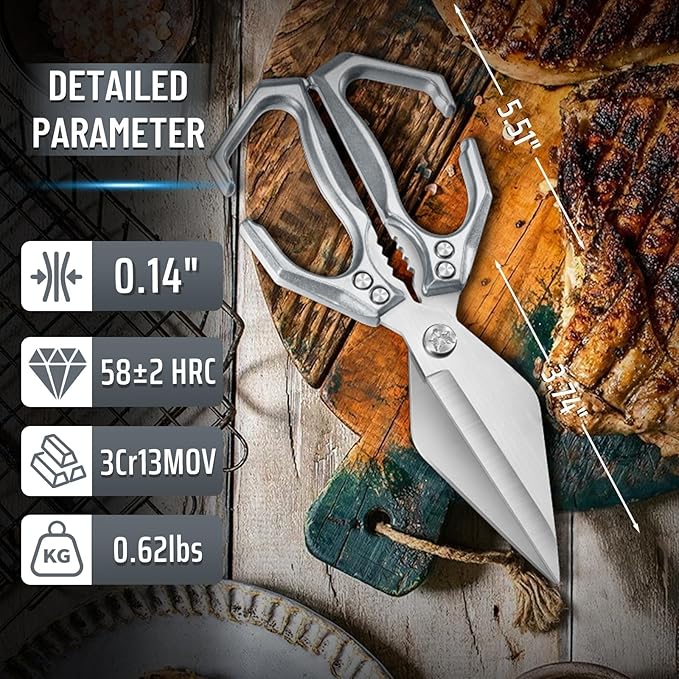 Dream Reach Heavy Duty Poultry Shears Kitchen Scissors Dishwasher Safe with Ergonomic Handle, Japanese High-Carbon Steel Cooking Shears for Chicken, Meat, Seafood, Bone Cutting Christmas Gifts for Men