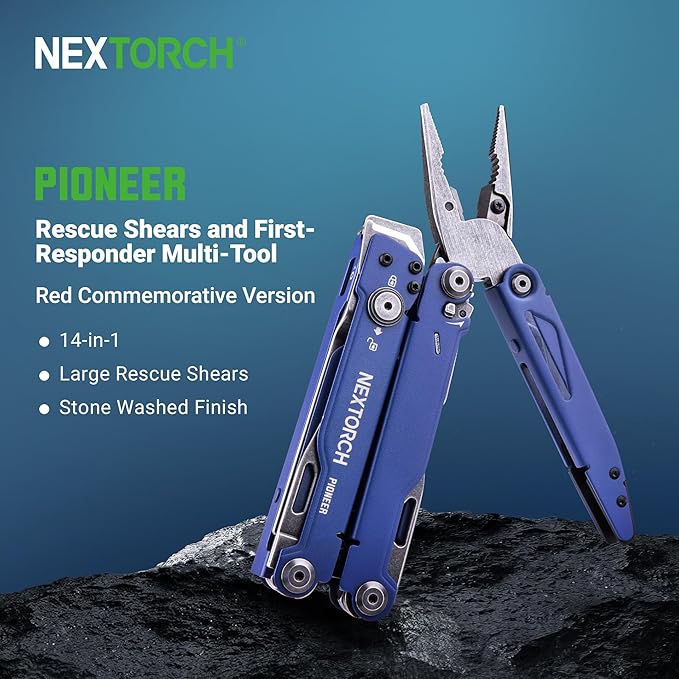 NEXTORCH PIONEER MT20 14-IN-1 Multi-tools Full-Size,Multi-tool Set with Scissors Needle Nose Pliers Pocket Clip Multi-tool for DIY Home Outdoors Everyday Carry Men Gift Color (BLUE with Glass Breaker)