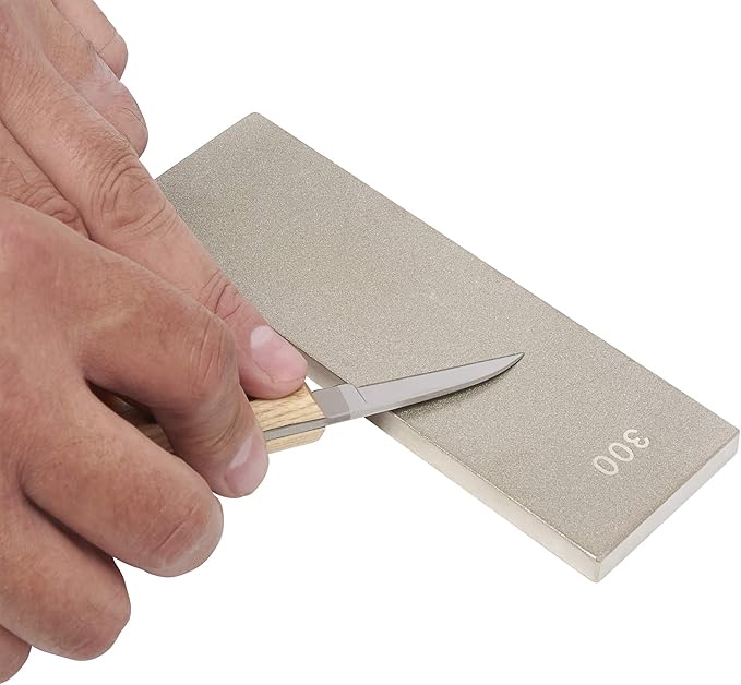 Trend Diamond Sharpening Bench Stone, 6 x 2 Inch, Double Sided (300/1000 Grit) Bench Stone with Cleaning Block & Non-Slip Mat, DWS/W6/FC